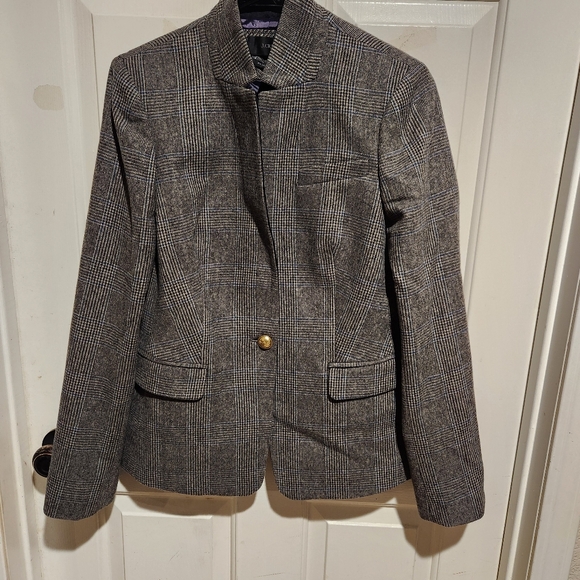 J. Crew Plaid Regent Wool Blazer Business Office Satin Jacket NEW Size 12 - Picture 4 of 12